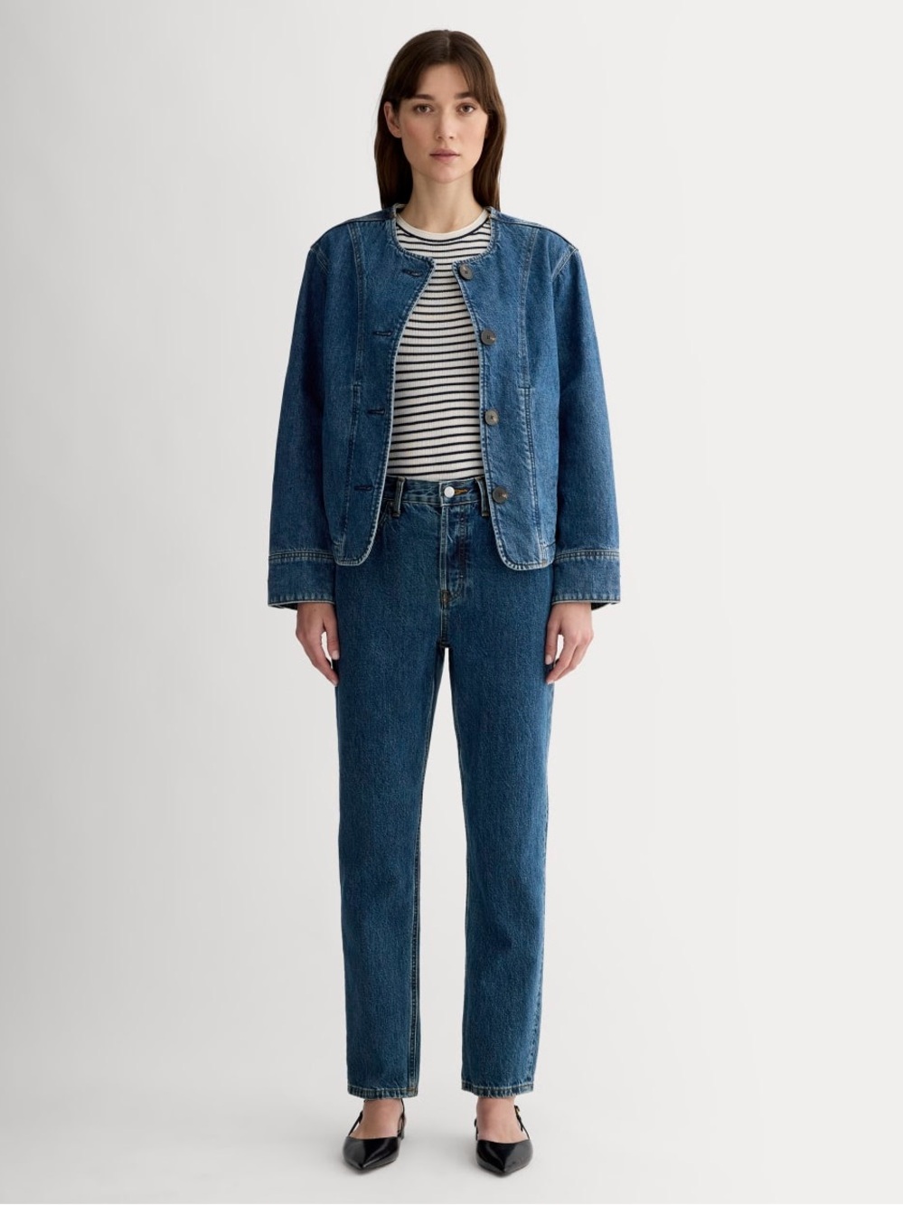 Everlane Straight-Leg Jeans in Dark Blue Denim